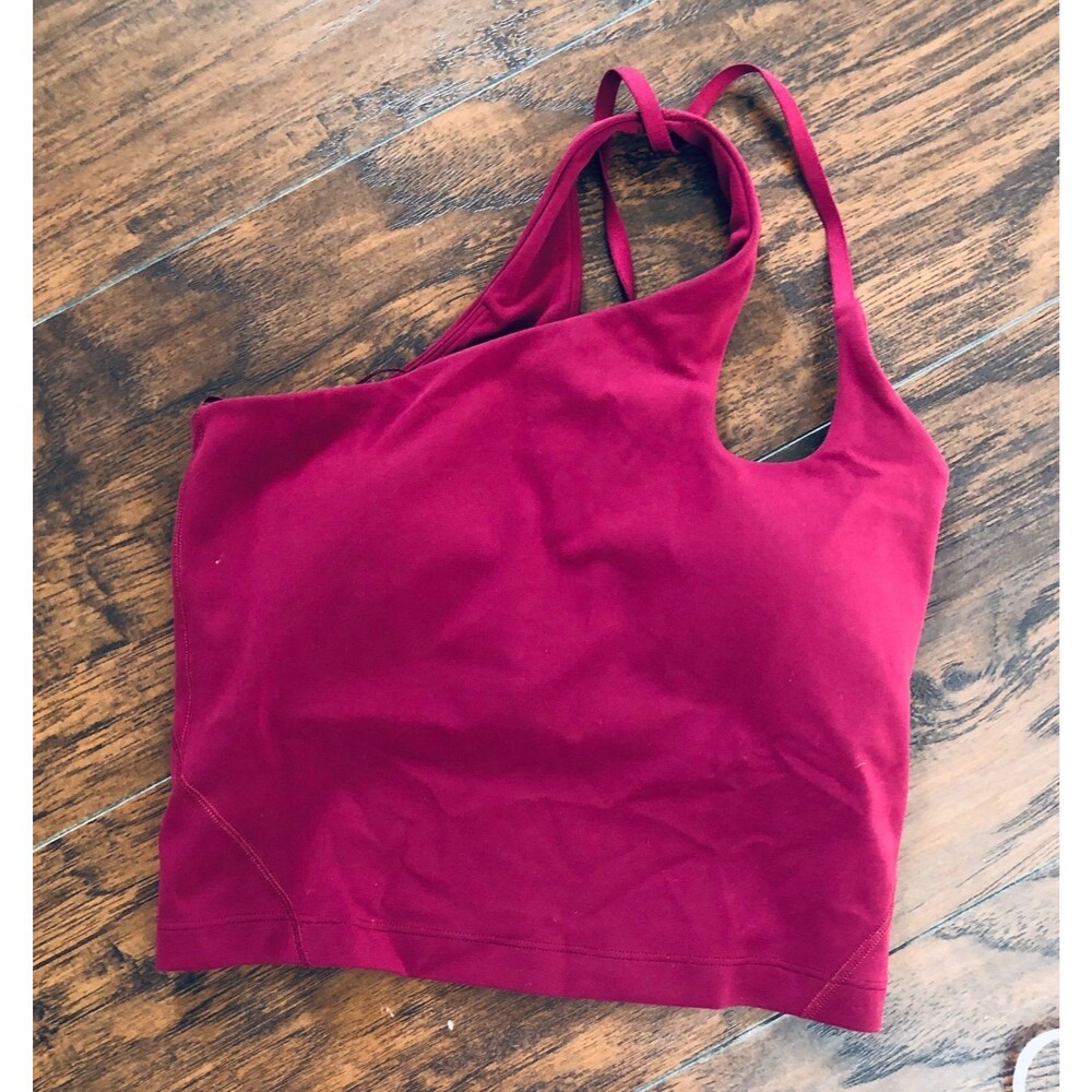 Lululemon Align Asymmetrical Bra Top One Shoulder Burgundy Wine Nulu Size 4